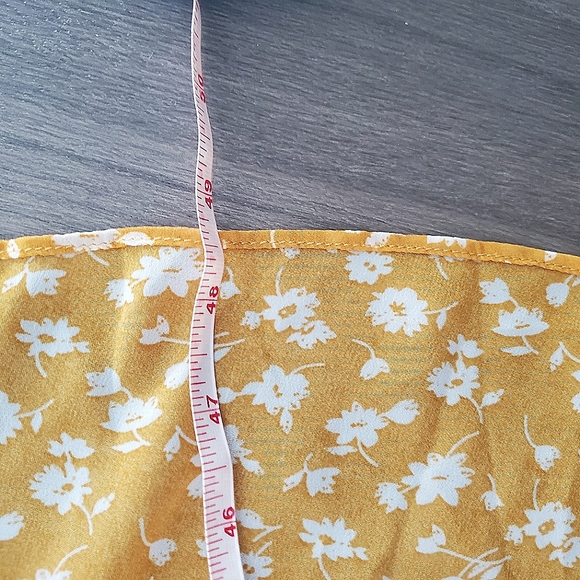 Lulu's Yellow Flowy Floral Midi Dress with Slit - Picture 13 of 13